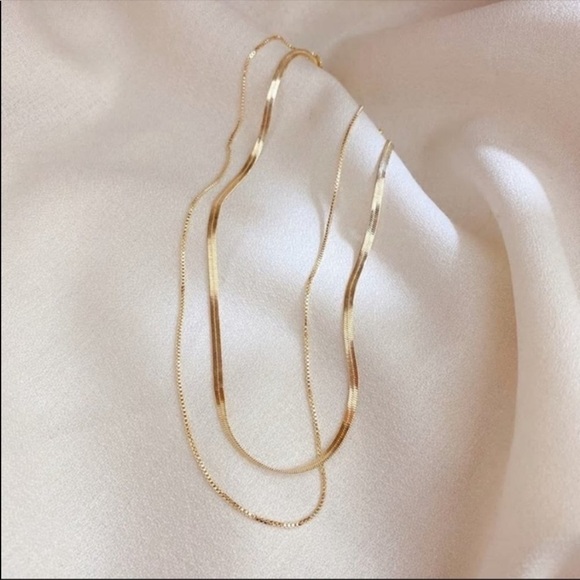 💎NEW 18k Gold Plated Double Layered Snake Necklace - Picture 5 of 8